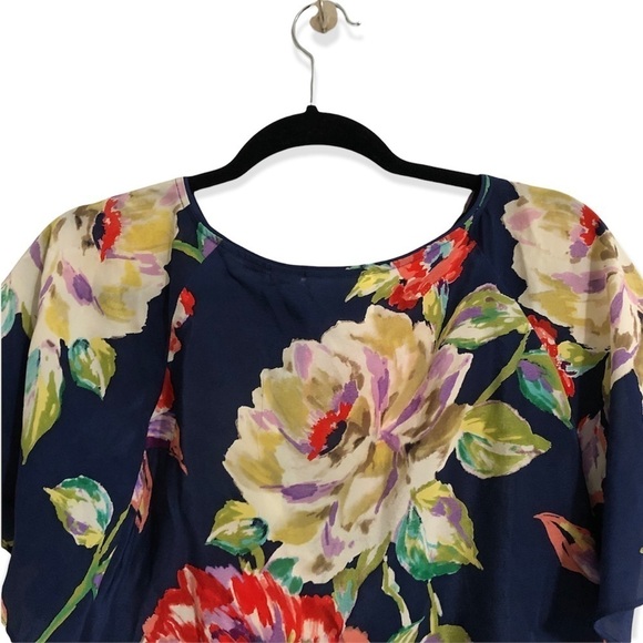 Anthropology Maeve silk Gardenia floral flutter sleeve blouse - Picture 6 of 9